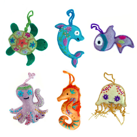 Sea Creature Ornaments, Set of 6