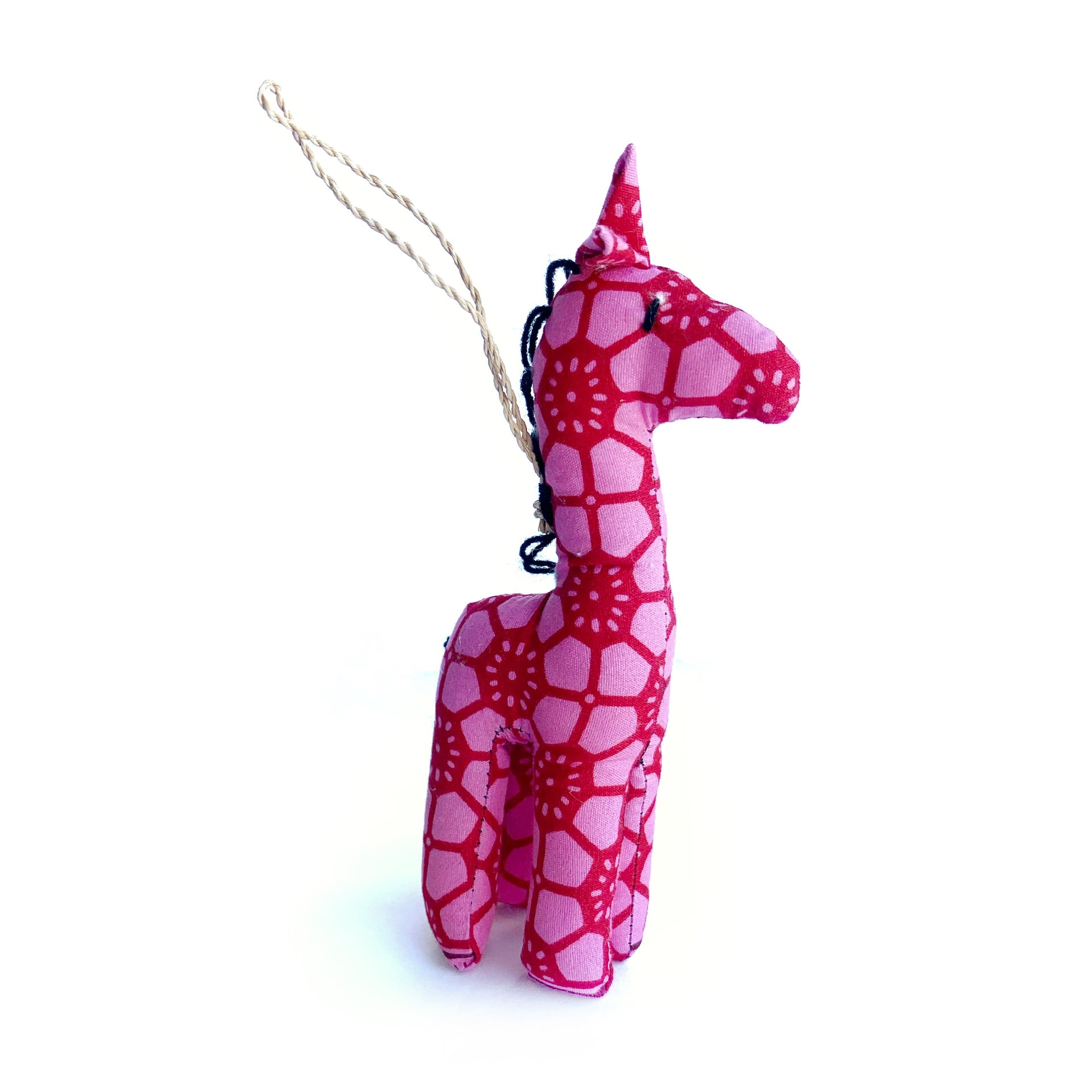 Stuffed Giraffe Ornament - Pink Mix