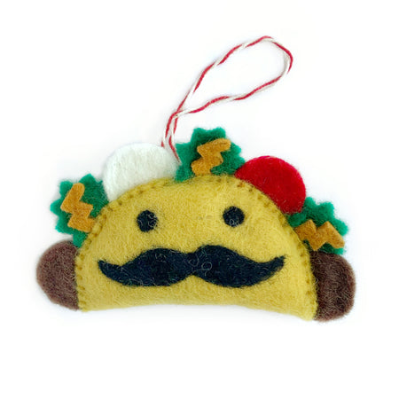 Taco Man Ornament, Felt Wool