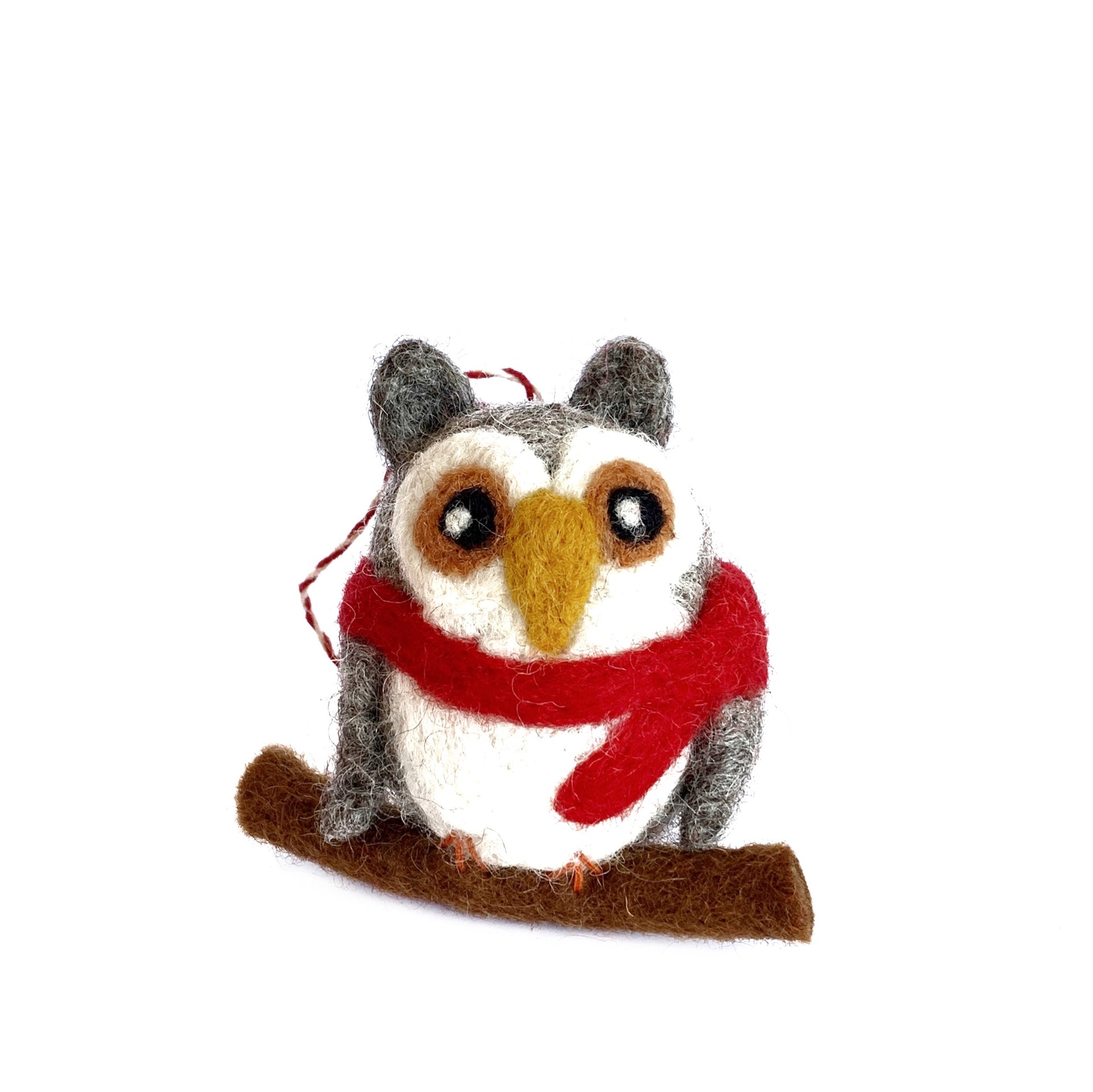 Owl Ornament, Tufted Wool