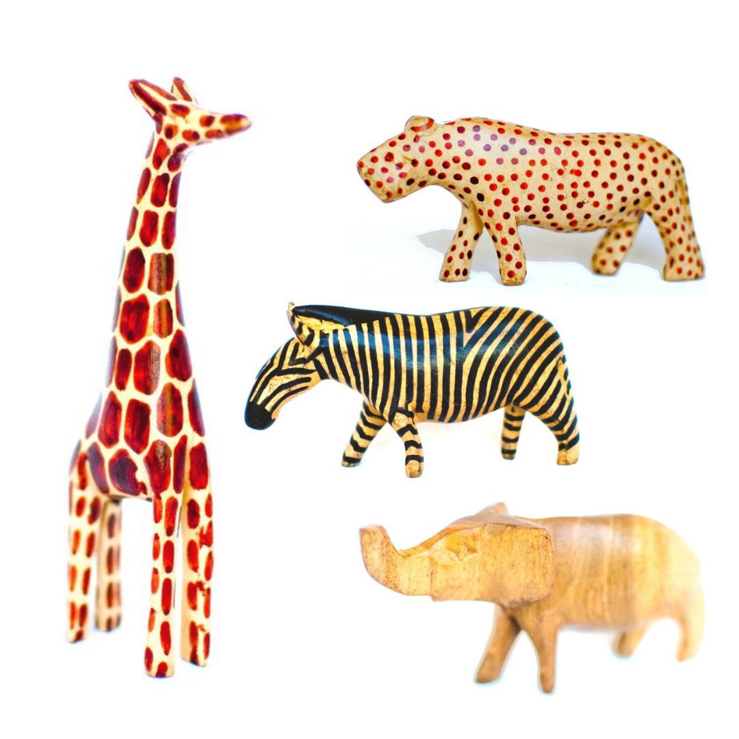 Carved African Animal Set
