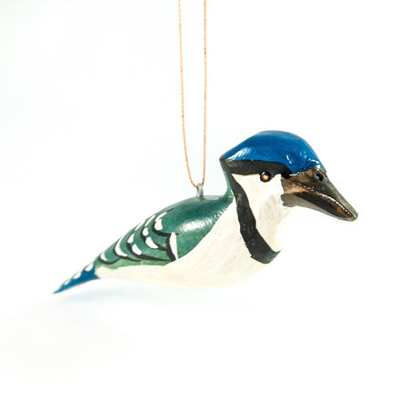 Blue Jay Christmas Ornament Carved Bird