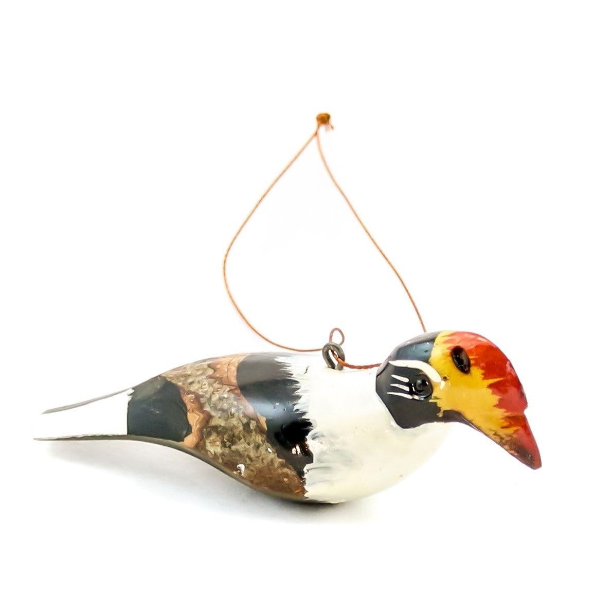 Wood Bird Christmas Ornament African Crowned Hornbill