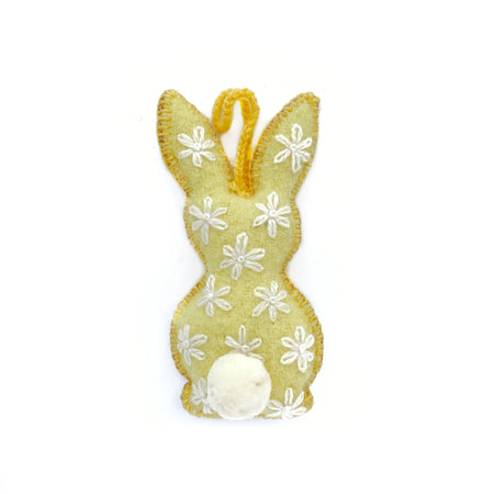 Easter Bunny Ornaments with Embroidered Flowers
