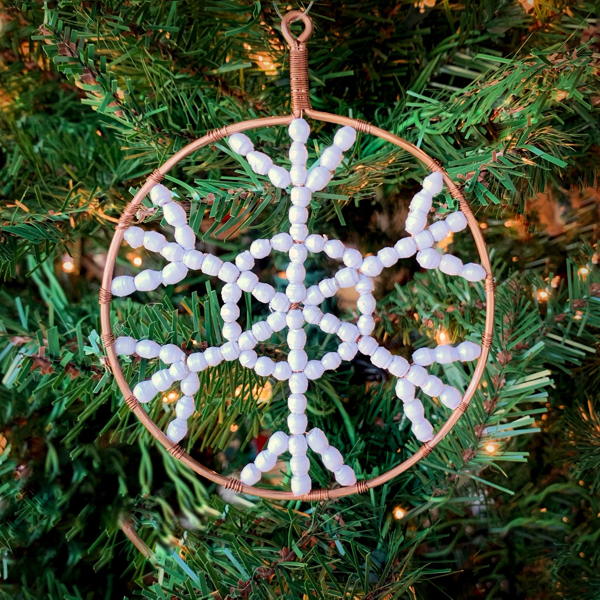 Snowflake White Paper Bead Ornament