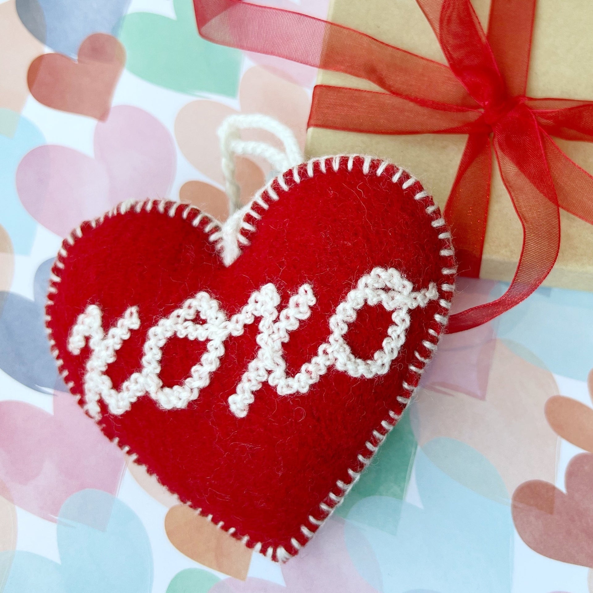 XOXO Valentine's Day Heart Ornament Fair Trade Handmade